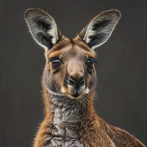 Realistic kangaroo clipart on slate grey background