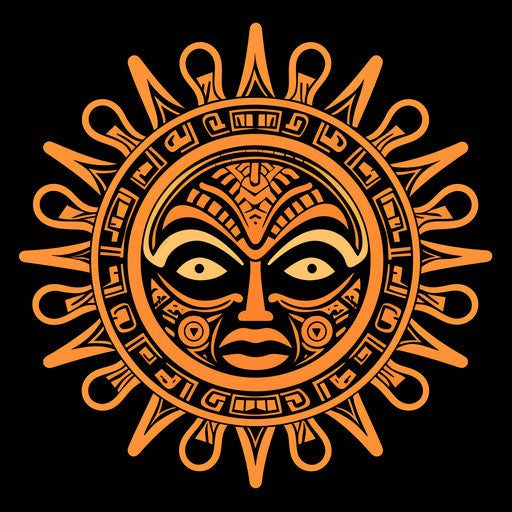Sun poster with tribal designs, Tongan art style