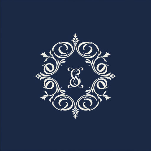 Classic monogram photo logo on navy blue background, timeless style