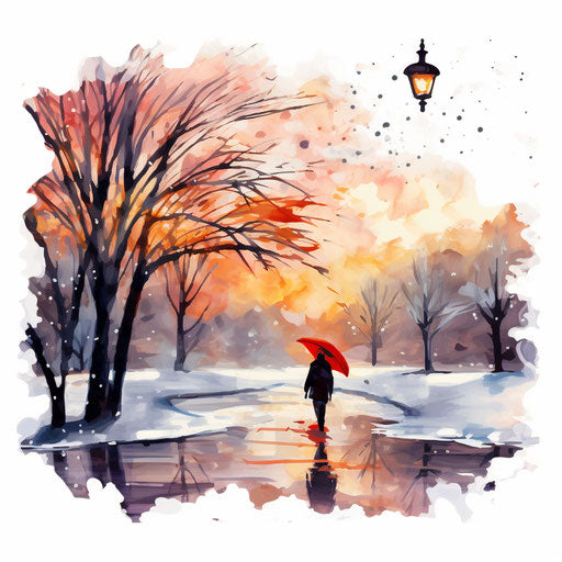 January clipart in the style of Impressionistic Art, on white background
