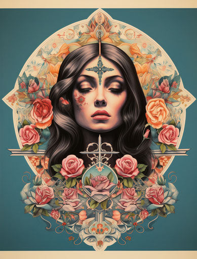 The Jesus tattoo, gouache style and American iconography