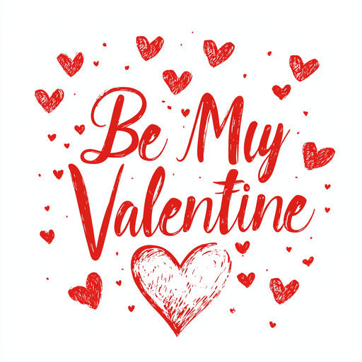 My Valentine in cute heart-shaped font on white