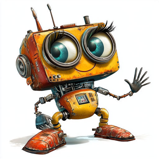 Humorous caricature of a machine with human characteristics