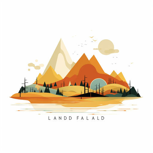 Minimalist landscape illustration on white background