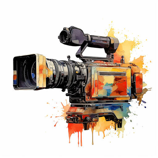 Video camera in Oil painting style on white background