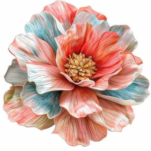 Realistic flower clipart on flat white background, bright colors and high detail