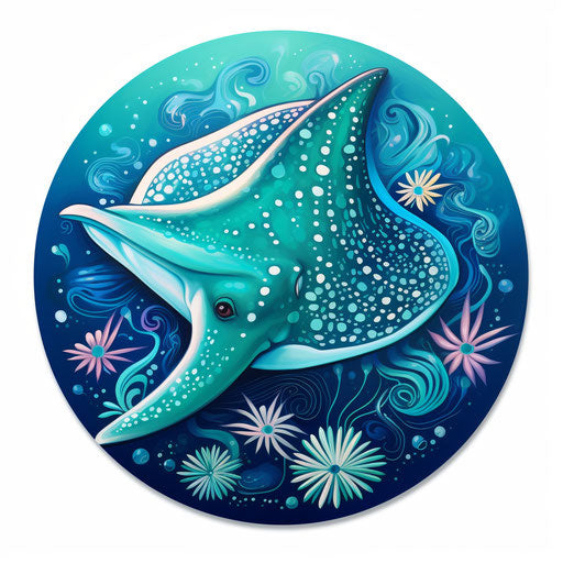 Blue stingray with Hawaiian style sticker