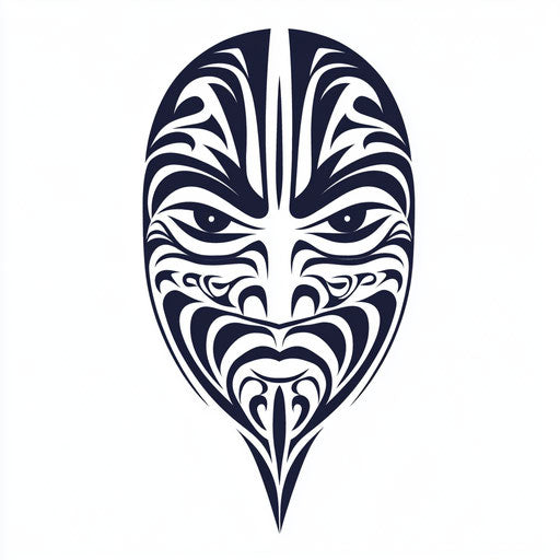 Sketch of a Maori tattoo with bold chin and sharp lines