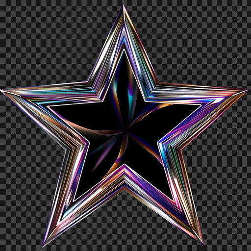 Star isolated on transparent background with brightly colored design