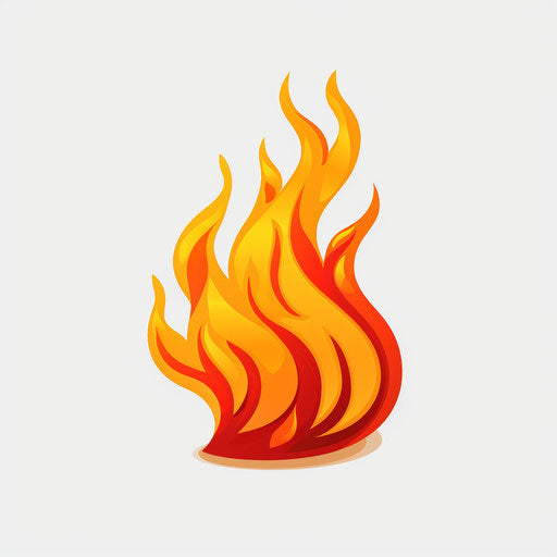 Cartoon fire png in the style of Minimalist on white background