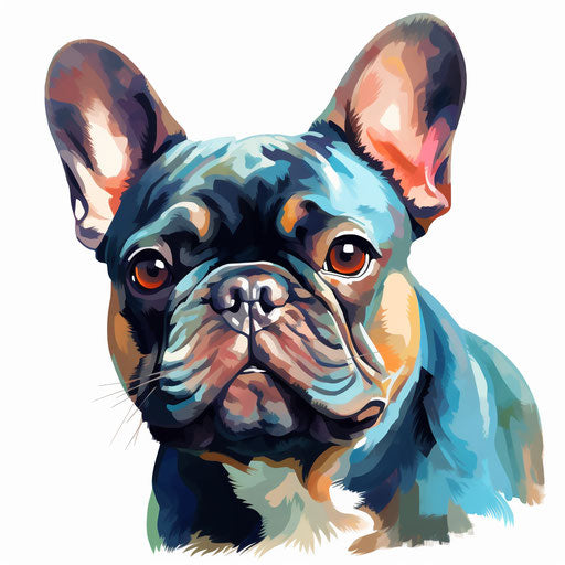 French bulldog in the style of oil painting on white background