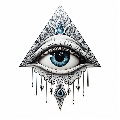All seeing eye tattoo sticker, gothic surrealism style