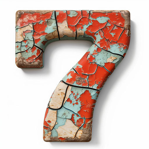 Number 7 clipart in photo realistic style with detailed textures and shadows