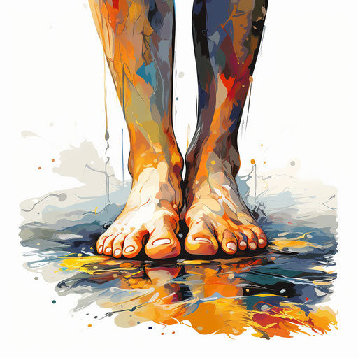 Feet clipart in the style of Oil painting, on a white background