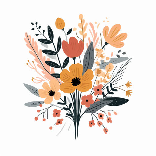 Minimalist style flower bouquet on white background