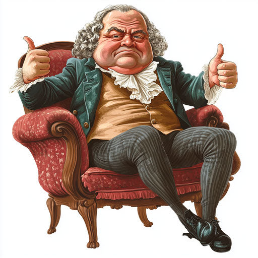 Humorous caricature of a J.S. Bach clipart with human characteristics