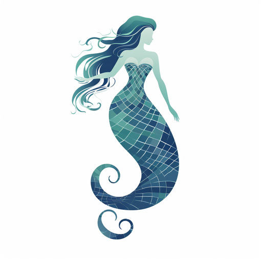 Minimalist mermaid illustration on white background