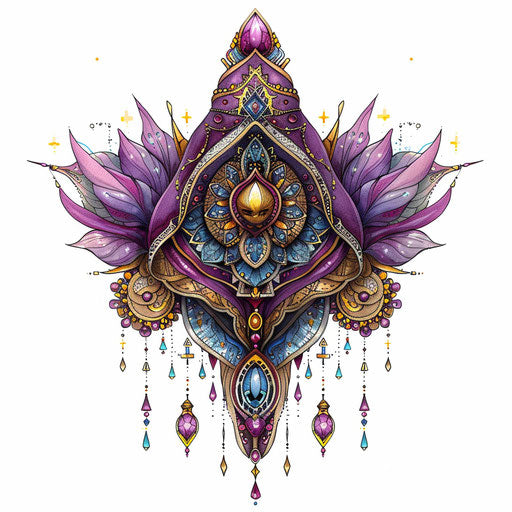 Bold flat tattoo sketch of a fantasy hood