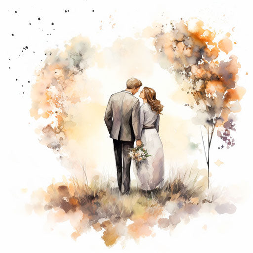 Happy anniversary clipart in the style of oil painting