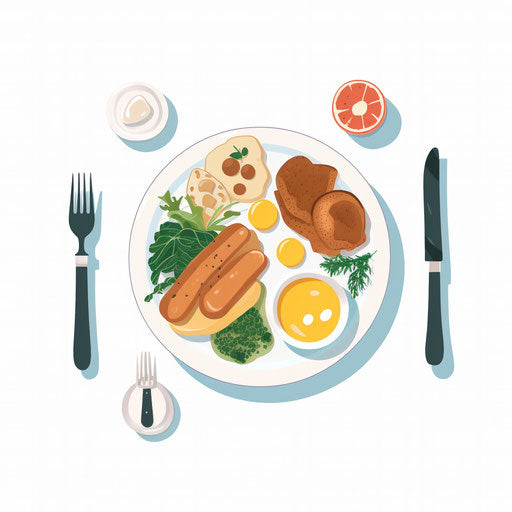 Minimalist-style dinner clipart on white background