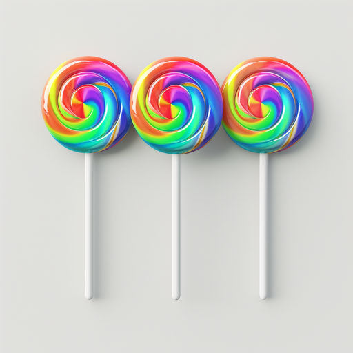 Realistic lollipop on flat white background, vibrant colors and intricate details