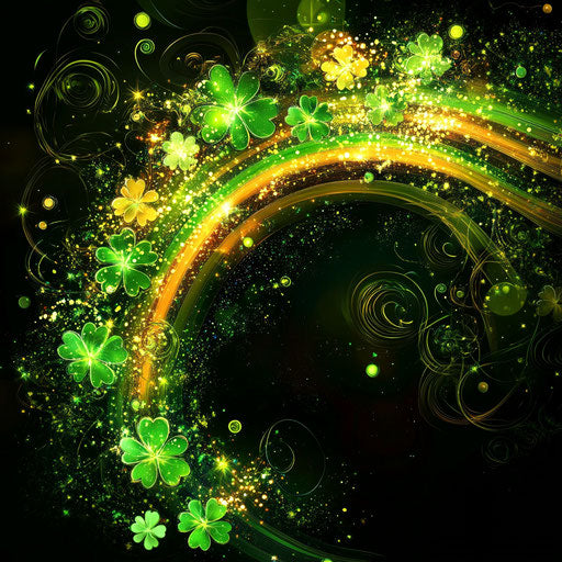 St. Patrick's Day background with rainbow and shamrocks