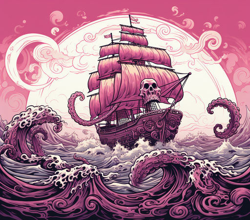 Octopus boat and sail on the sea