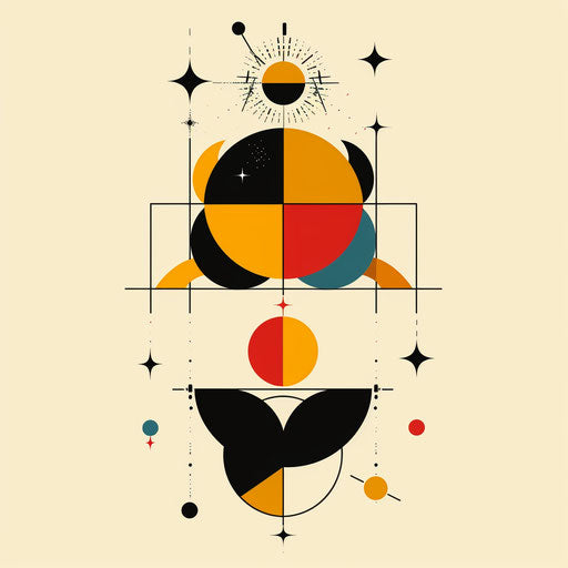 Libra constellation in geometric shapes and primary colors
