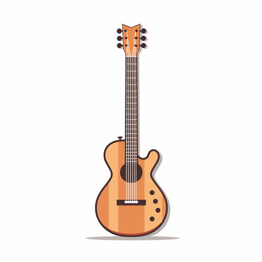 Minimalist style guitar illustration, on white background