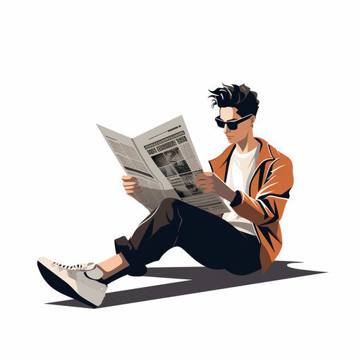 Minimalist newspaper clipart on white background