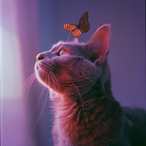 Cat with butterfly nose, y2k style, captured moments
