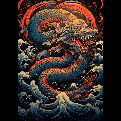 Blue snake in natural ocean waves