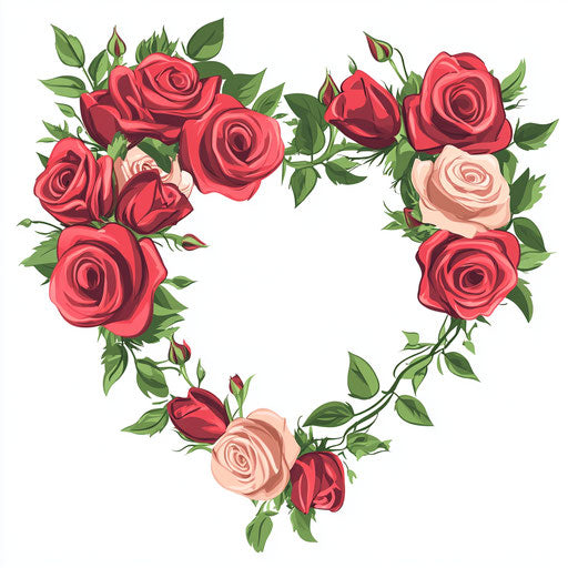 Stylized red roses on white background