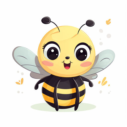 Cute bee clipart in the style of Pastel Colors Art, on a white background