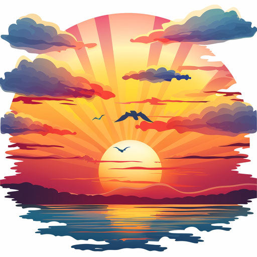 Photo realistic sunrise clipart on flat white background