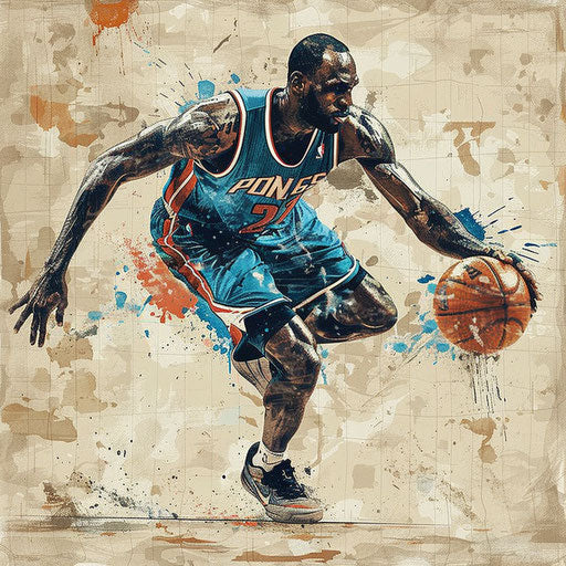 Basketball player clipart in photo realistic quality on flat beige background