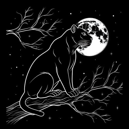 Black panther silhouette on a moonlit night