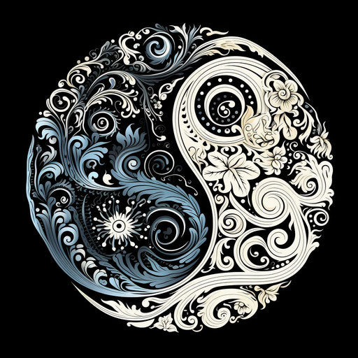 Asian black and white harmony and fortune symbol