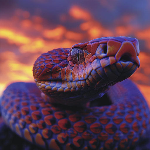 Snake at sunset, vibrant colors and striking contrast