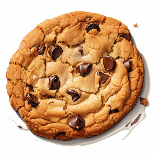 Chocolate Chip Cookie Clipart in Oil Painting Style, on White Background