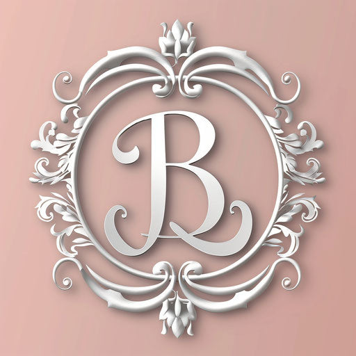 Boutique logo in silver and blush pink with a sophisticated background