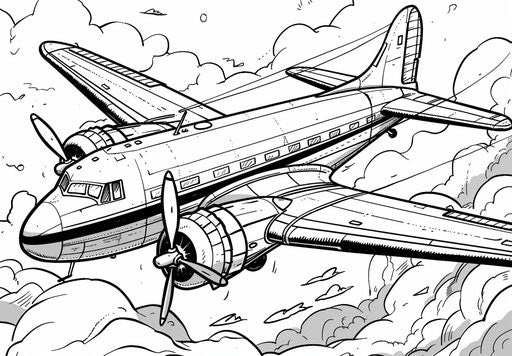 Cartoon airplane coloring page