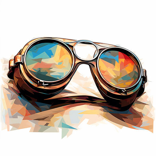 Goggles clipart in the style of Impressionistic Art, on white background