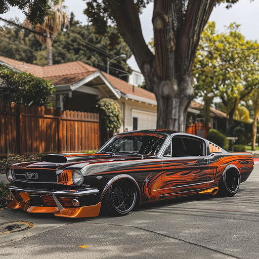 Lowrider Ford Mustang GT Shelby Classic with hydraulics and custom paint