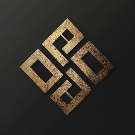 Brand logo with geometric patterns and elegant lines, in black and gold