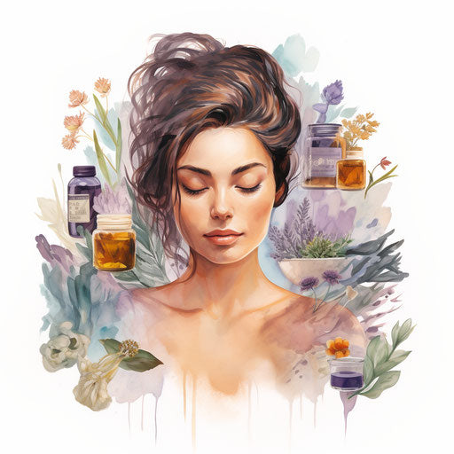 Self care illustration in the style of Oil painting, on a white background