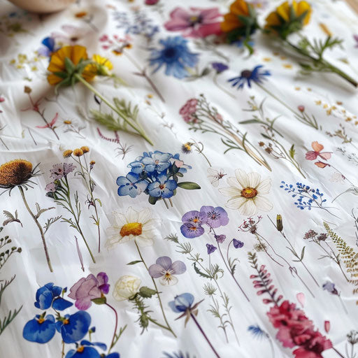 Intricate designs of wildflower tattoo spread on white surface