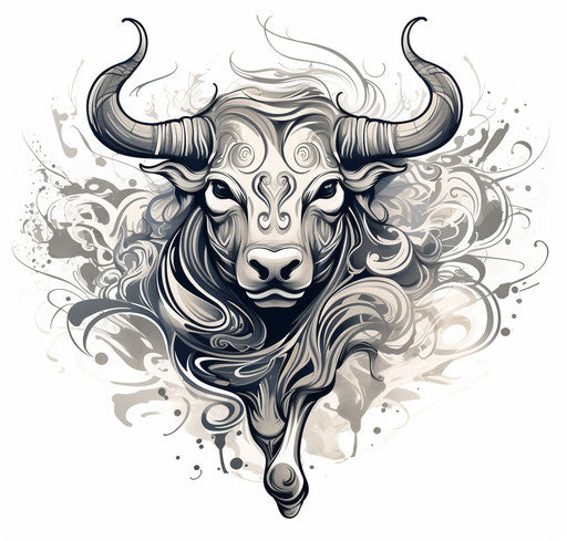 Zodiac tattoo design, a cartoon abstract bull drawing