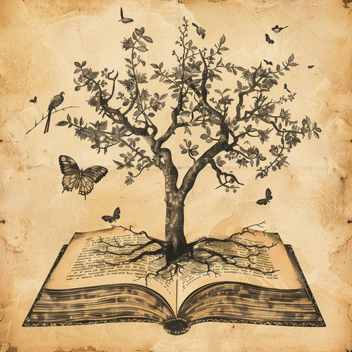 Knowledge clipart on flat beige background, rustic appeal