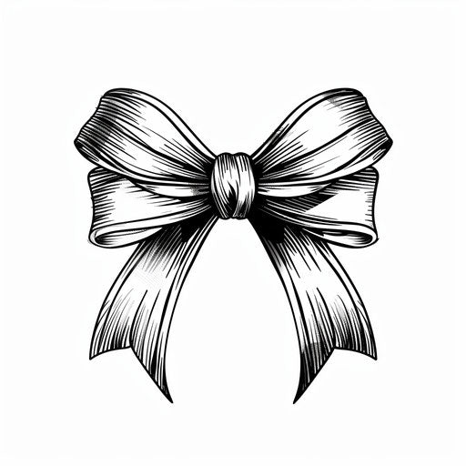 Flat clipart tattoo sketch with a black and white striped bow